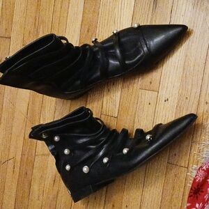 Zara Black Ankle Boots with Silver Studs